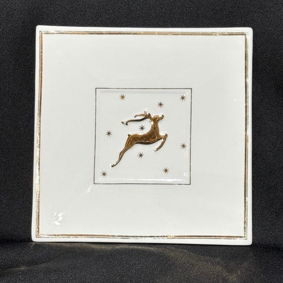 Make the Season Bright Gold Christmas Reindeer Trivet Tile 7" - Picture 1 of 5